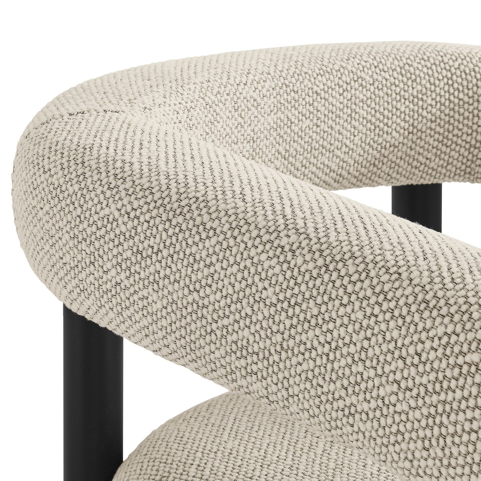 Ivory textured performance upholstery wrapping the rounded back cushion for soft, inviting support || EEI-6979-IVO-GPH || swatch_studio