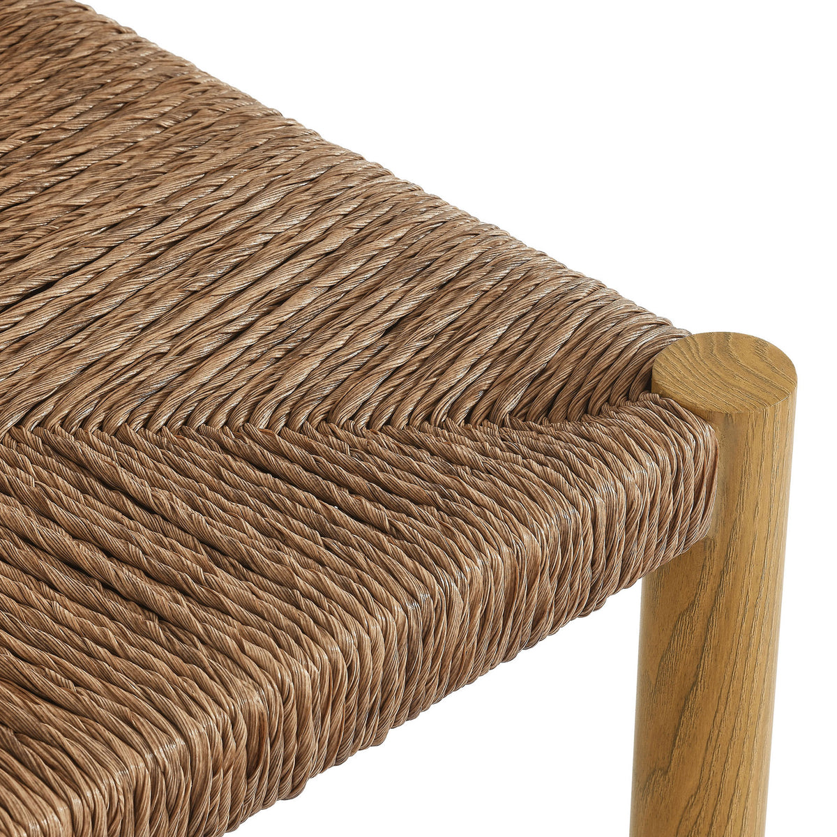 Handsome synthetic rattan seat weaving creates a durable, comfortable perch with artisan texture || EEI-6983-NAT || swatch_studio