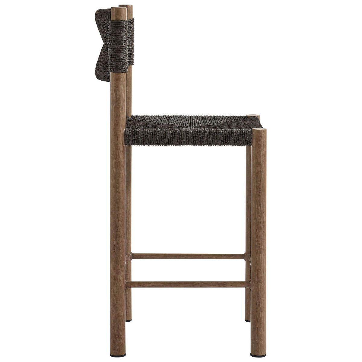 Counter stool showcases slim walnut-finish legs connected by sturdy footrests || EEI-6983-WAL || side_studio
