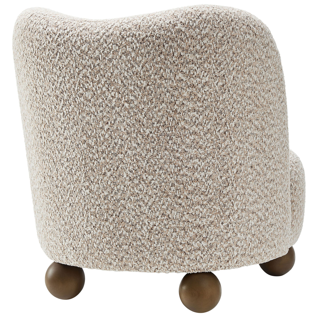 Gently contoured backrest wrapped in boucle adds inviting shape from every angle || EEI-6989-COR-WAL || back_angle_studio