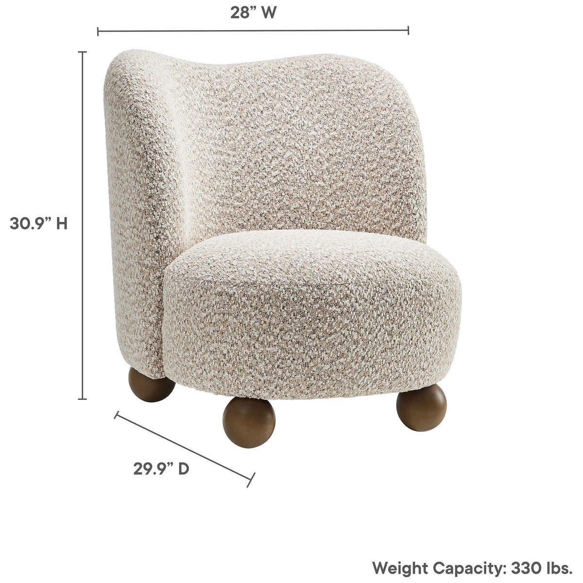 Compact accent chair sized for versatility without sacrificing cushioned comfort || EEI-6989-COR-WAL || dimension_studio