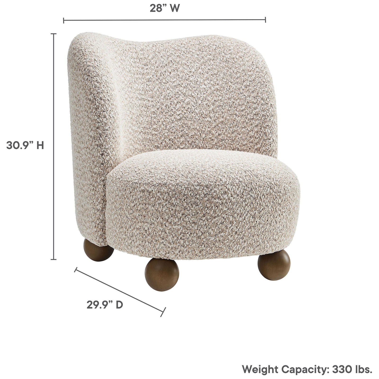 Compact accent chair sized for versatility without sacrificing cushioned comfort || EEI-6989-COR-WAL || dimension_studio