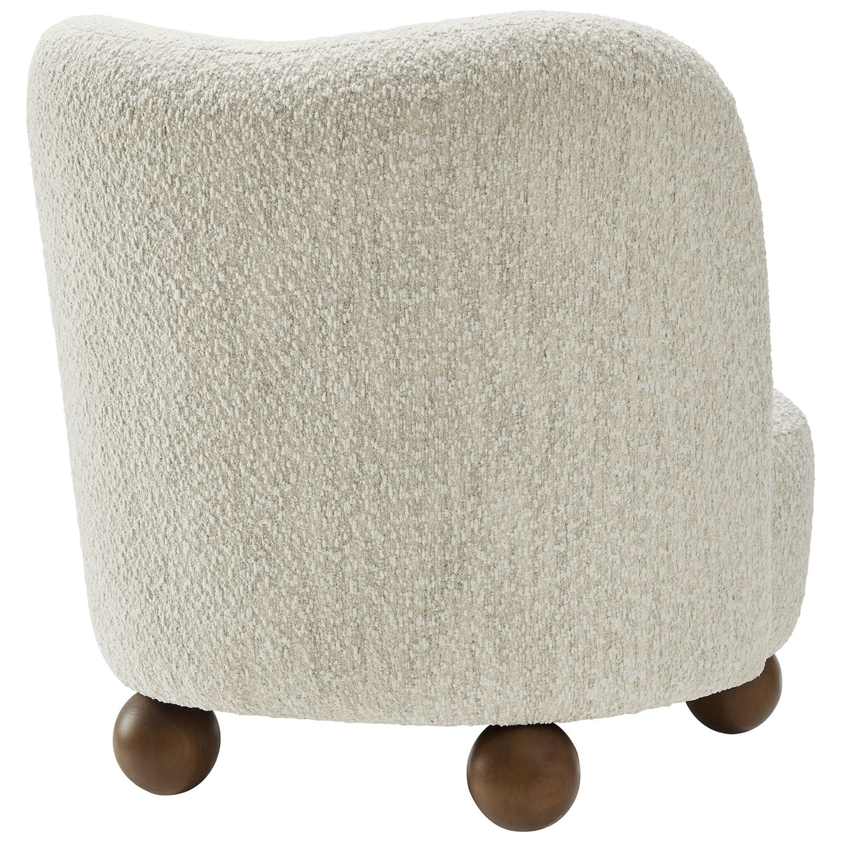Gently contoured backrest wrapped in textured boucle for a soft, inviting feel. || EEI-6989-PRL-WAL || back_angle_studio