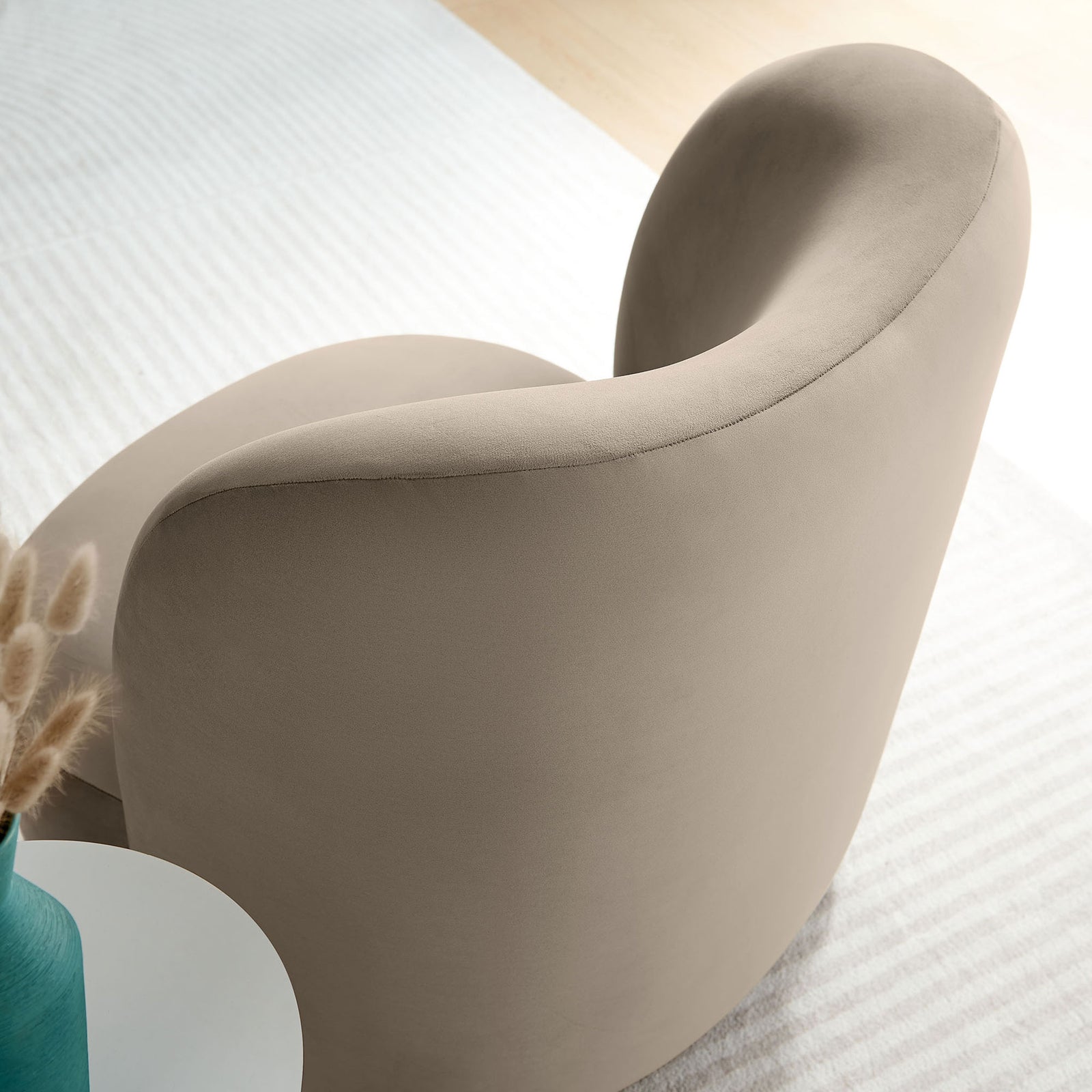 Sculpted back and plush upholstery bring soft contours to your space || EEI-6990-TAU-WAL || detail_room
