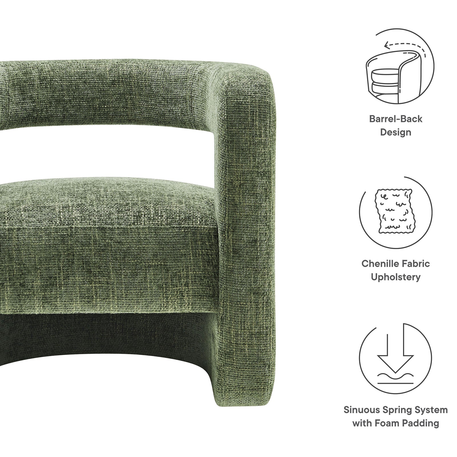 Supportive sinuous springs and dense foam cushioning provide lasting comfort in a stylish modern form || EEI-6991-BAS || callout_studio