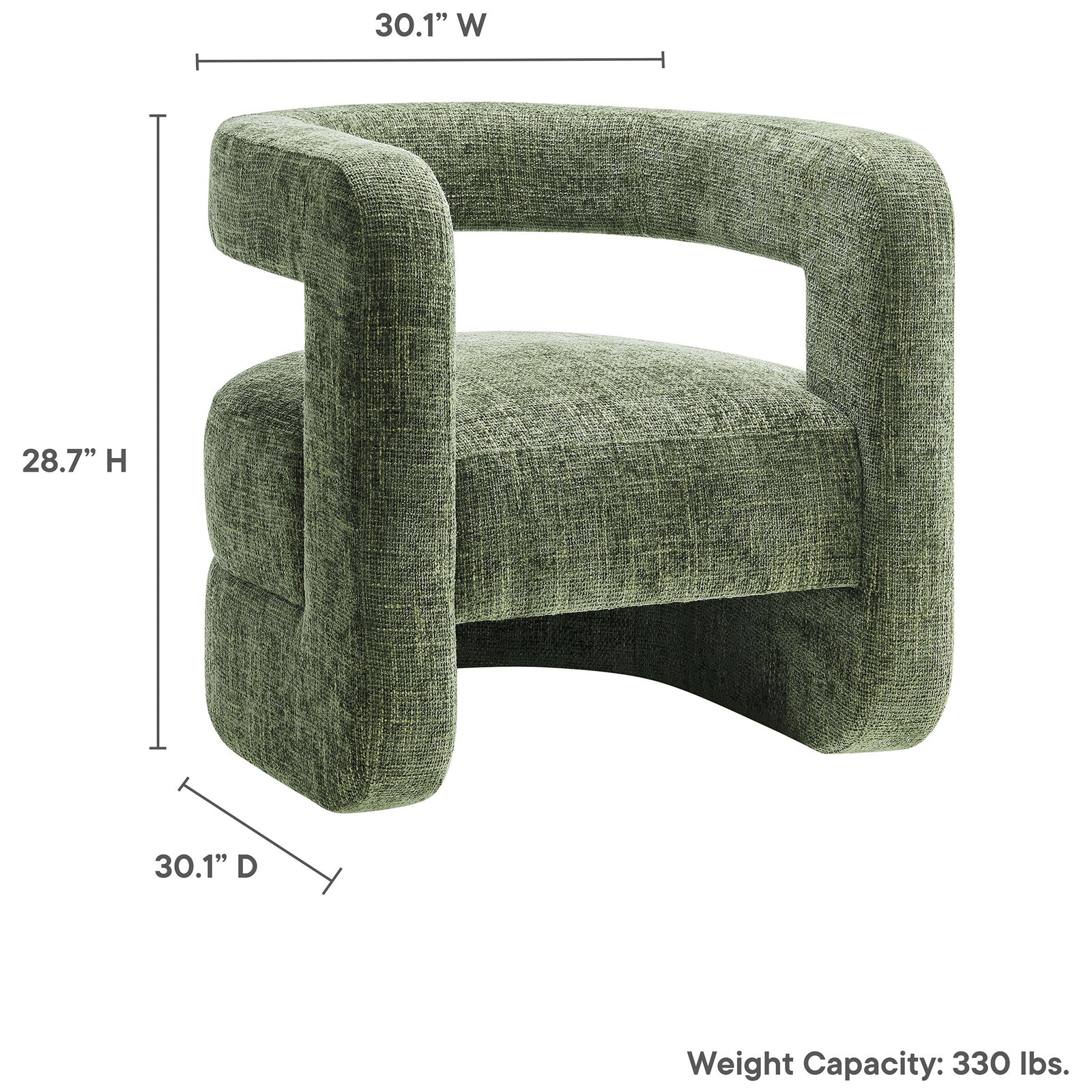 Compact, rounded accent chair fits small spaces while delivering lounge-worthy comfort and style || EEI-6991-BAS || dimension_studio