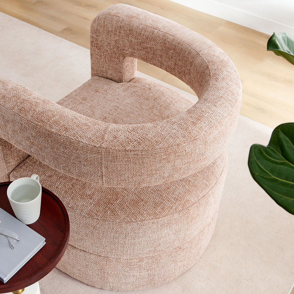 Textured chenille and rounded silhouette add warmth and charm to modern decor. || EEI-6991-BLS || detail_room