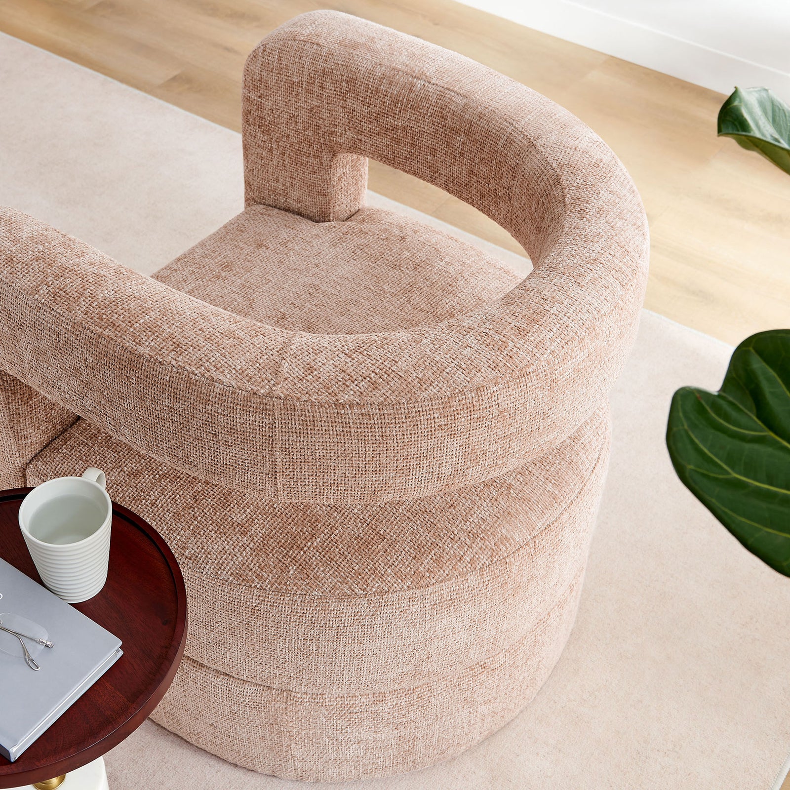 Textured chenille and rounded silhouette add warmth and charm to modern decor. || EEI-6991-BLS || detail_room