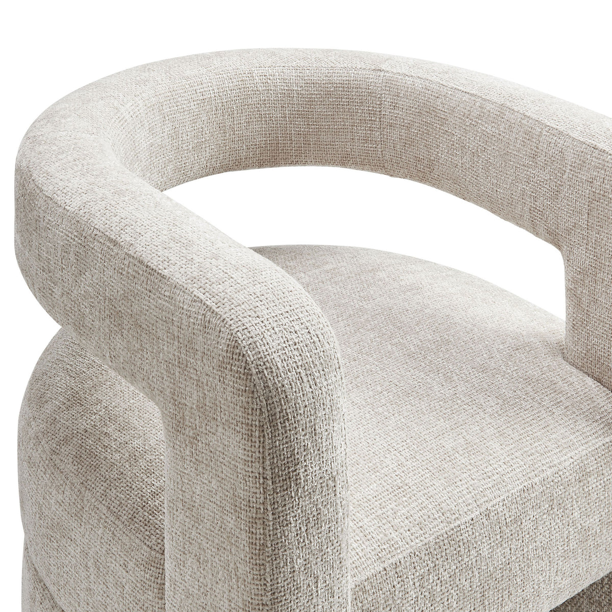 Textured chenille upholstery and smooth curves deliver a soft, inviting touch and refined finish || EEI-6991-DOV || detail_studio