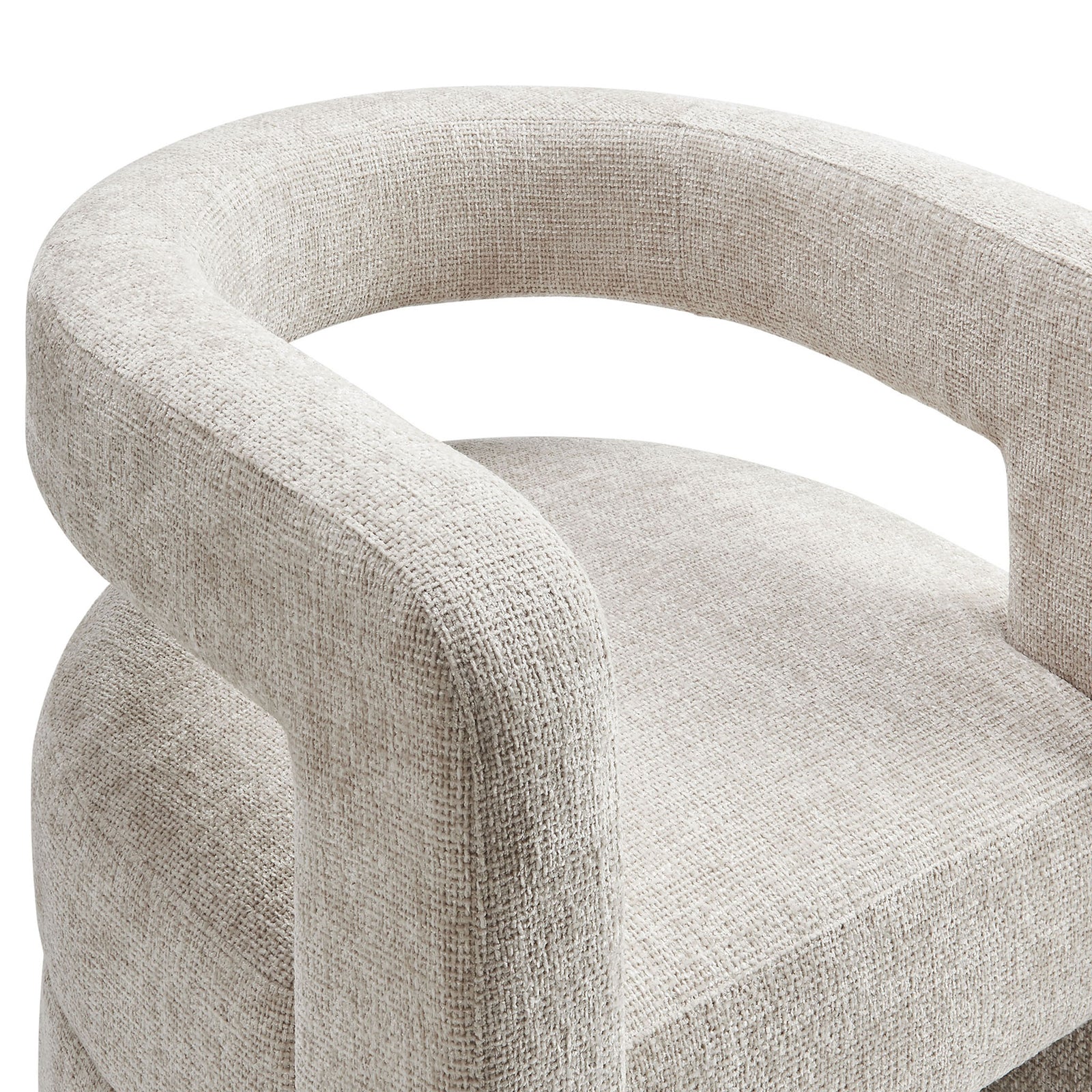 Textured chenille upholstery and smooth curves deliver a soft, inviting touch and refined finish || EEI-6991-DOV || detail_studio