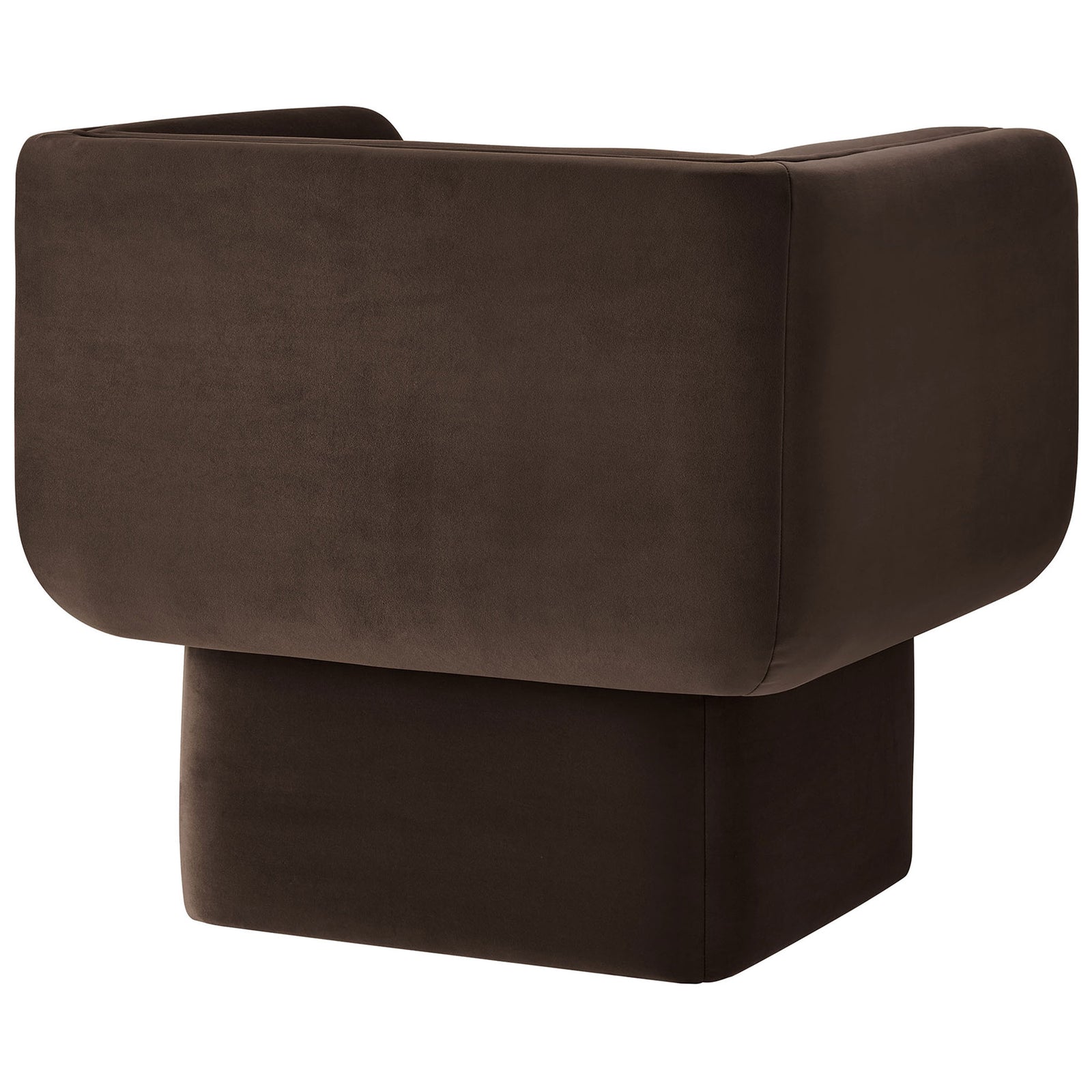 Seamless back with refined French piping showcases the chair's crisp, tailored finish || EEI-6995-CHB || back_angle_studio