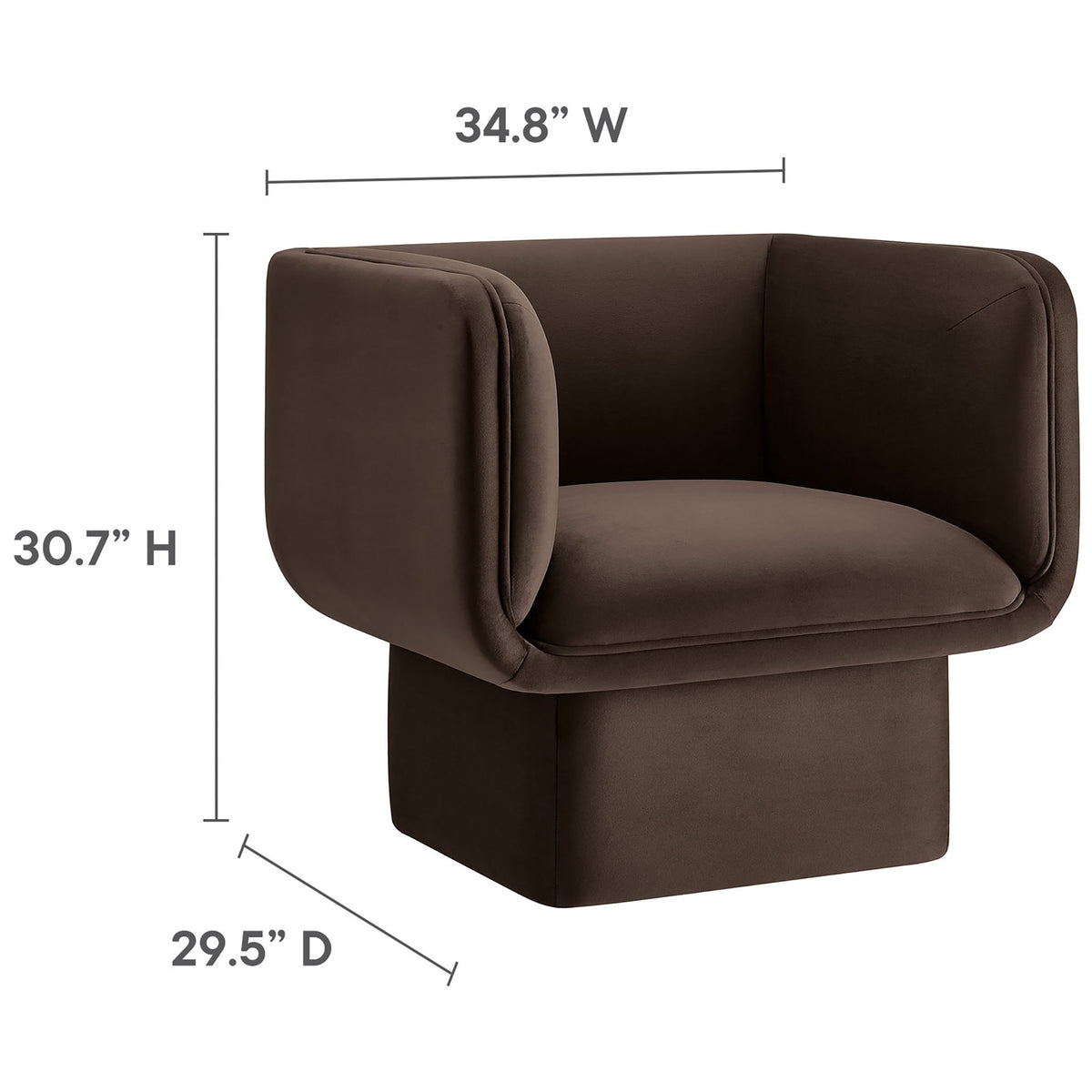 Compact accent chair with balanced proportions sized for versatile placement || EEI-6995-CHB || dimension_studio