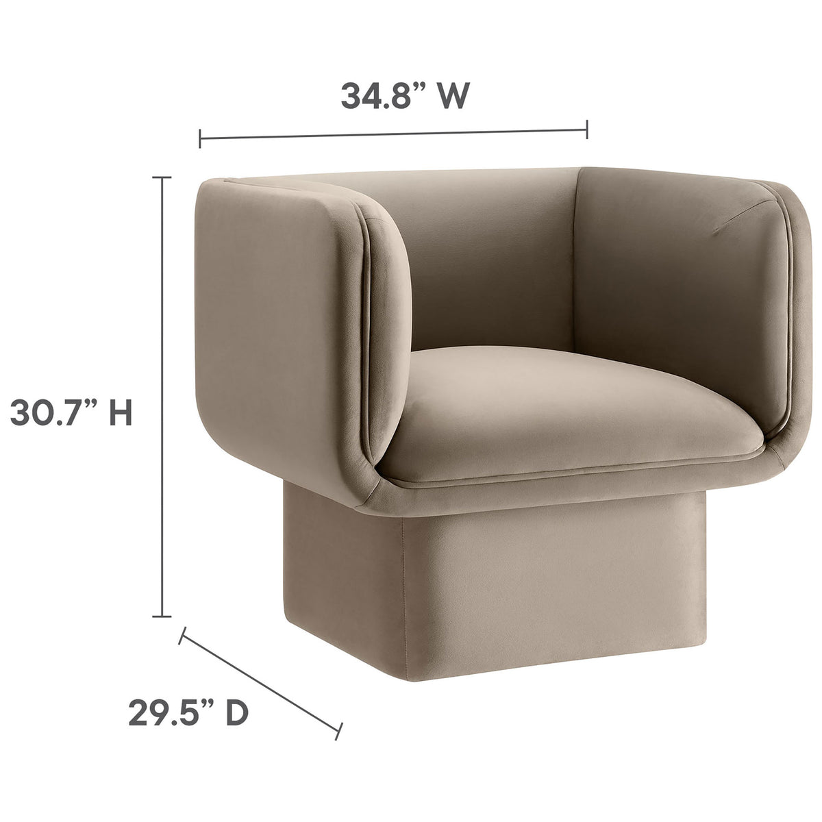Compact, room-friendly footprint with generous seat proportions for lounge-worthy support. || EEI-6995-TAU || dimension_studio