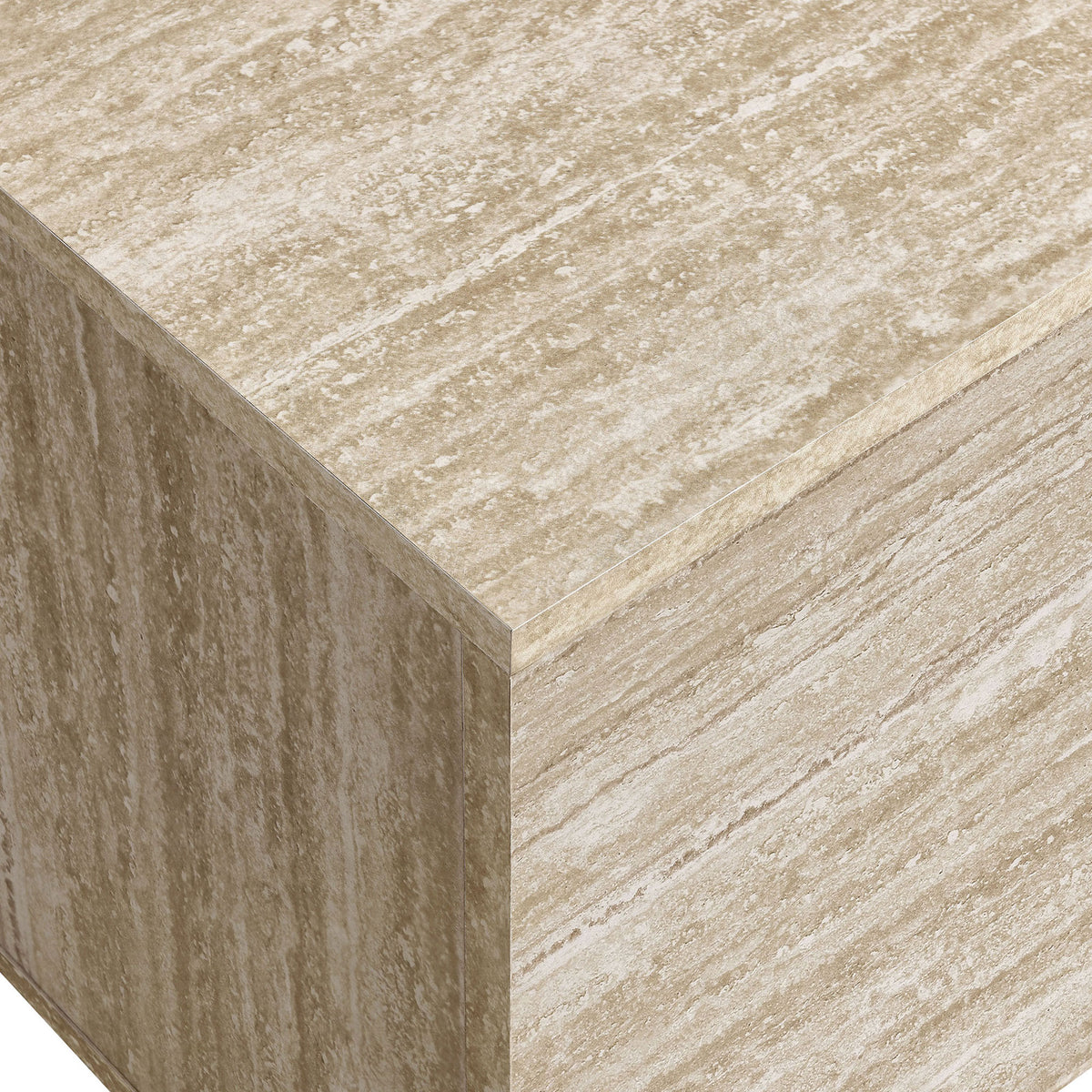 Travertine-look laminate finish highlighting its warm, natural stone texture || EEI-7006-TRA || swatch_studio