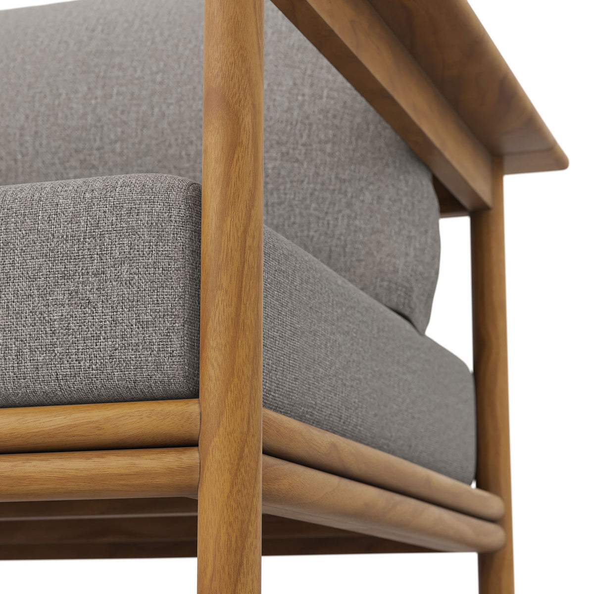 Teak chair leg and support bars highlighting the smooth finish and durable outdoor construction || EEI-7007-NAT-DRI || leg_studio