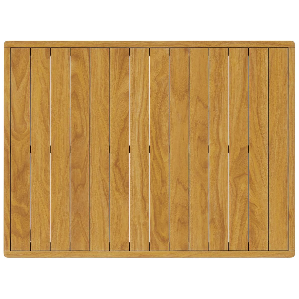 Slatted teak tabletop with rich natural grain that adds warmth and texture to outdoor seating areas || EEI-7010-NAT || top_studio