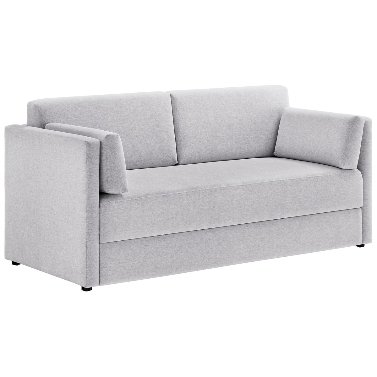 Light gray chenille sofa with slim track arms and plush cushions for modern small-space lounging || EEI-7012-NPT || front_angle_studio