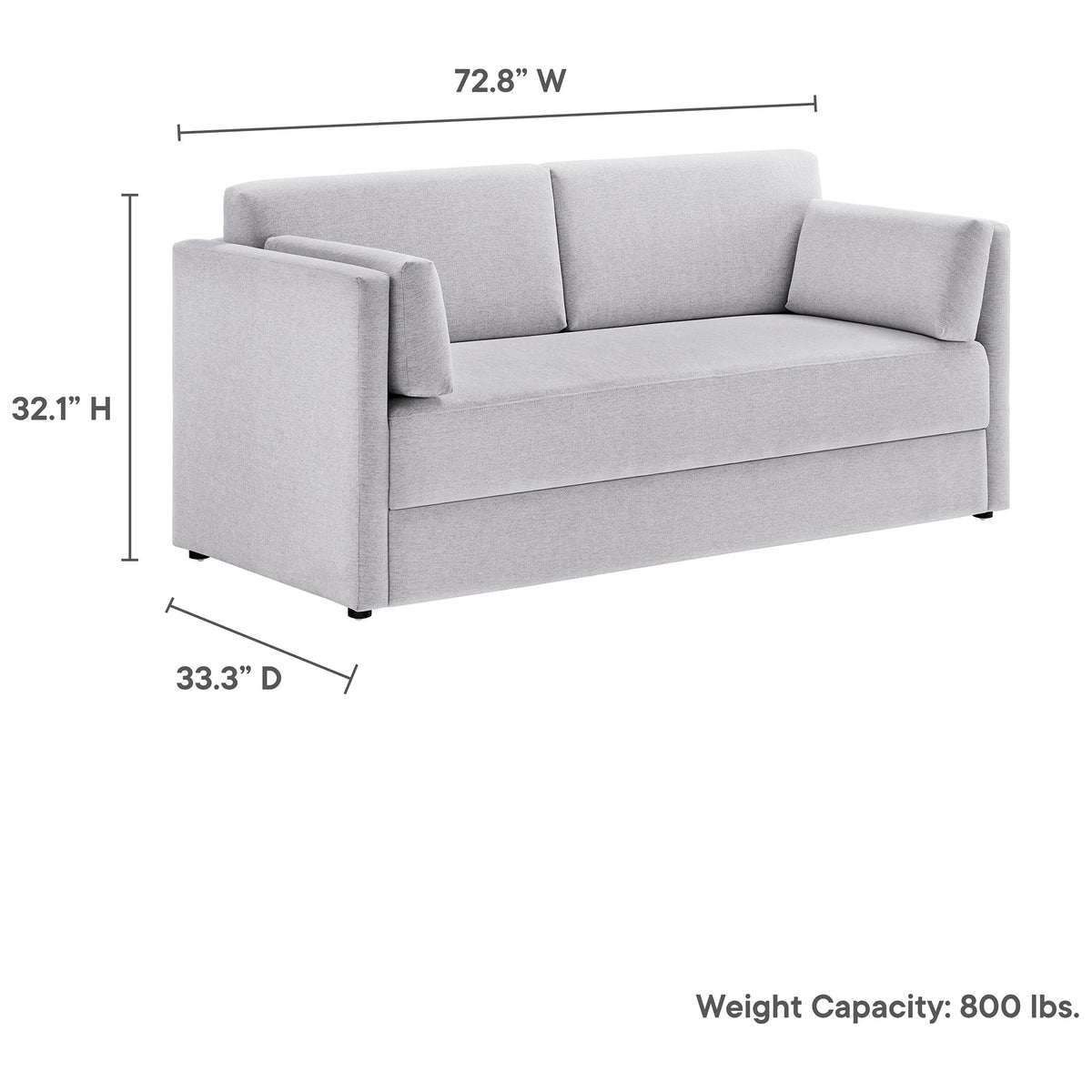 Dimension graphic showing overall width, height, depth, and generous 800 lb weight capacity || EEI-7012-NPT || dimension_studio