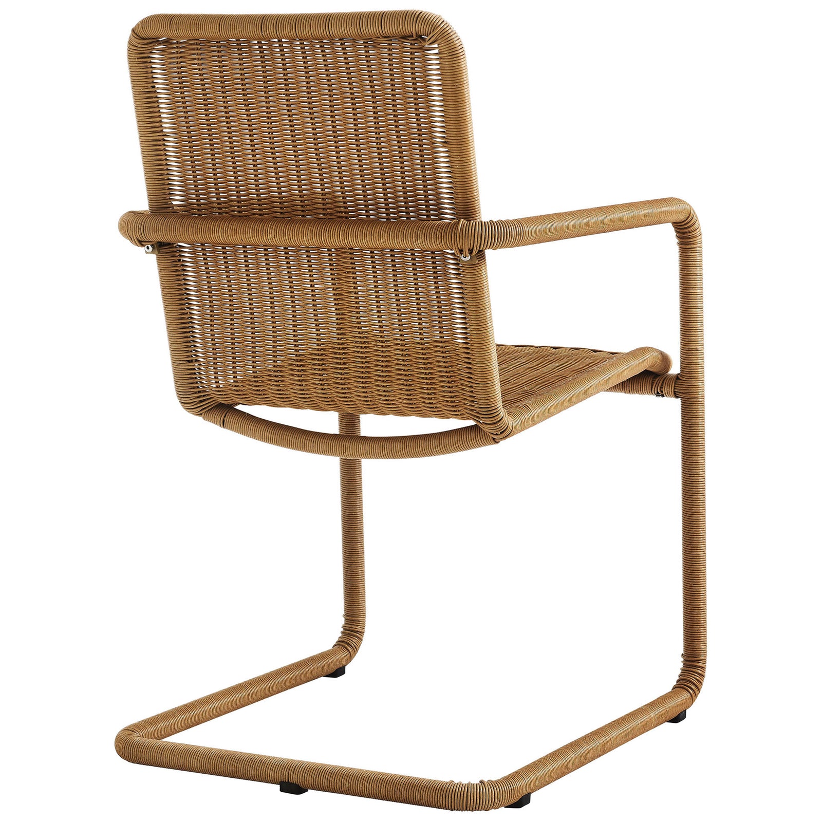 Natural wicker dining chair showcasing a tight horizontal basket weave across the back || EEI-7014-NAT || back_studio