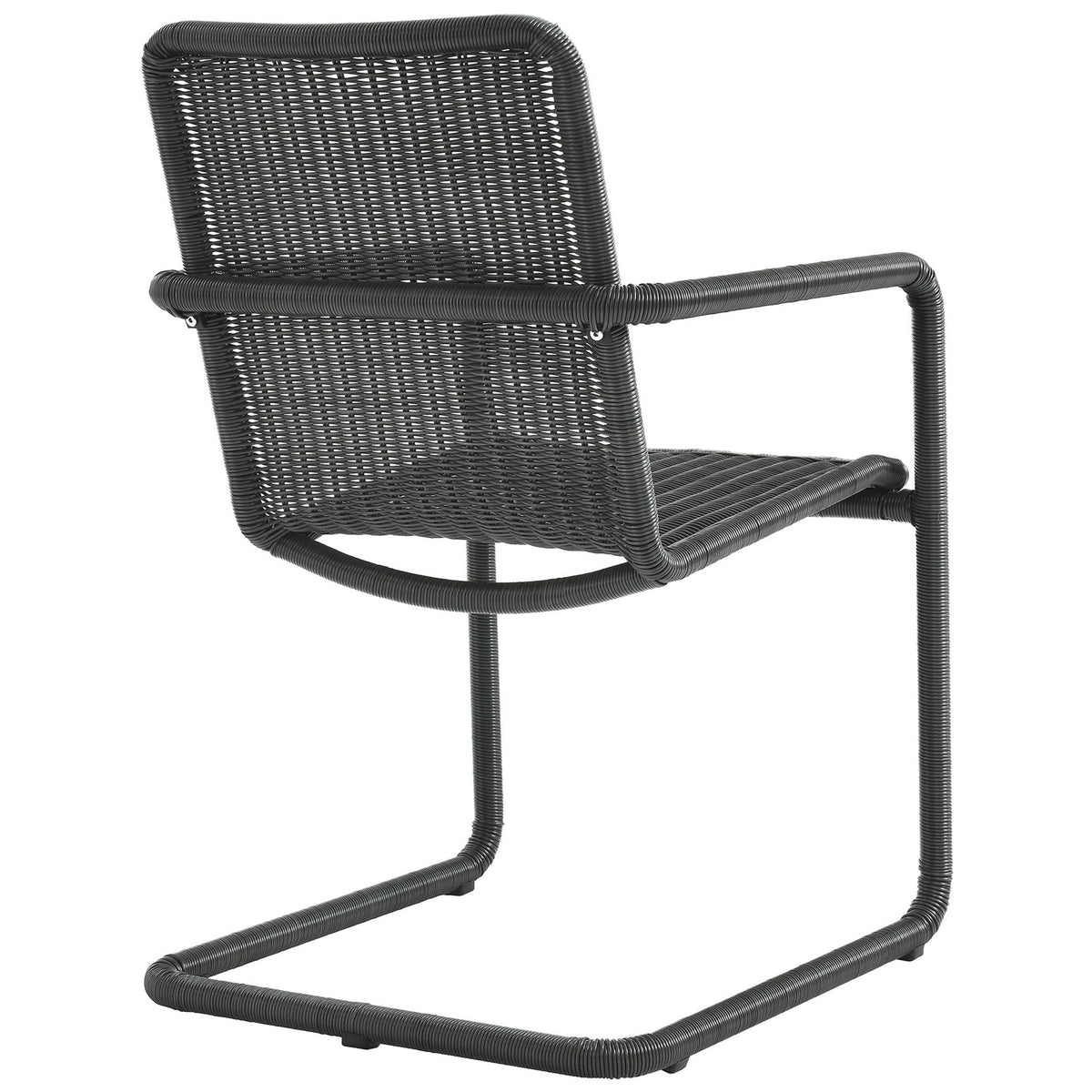 Slate gray wicker dining chair with tightly woven basket pattern across the back || EEI-7014-SLA || back_studio