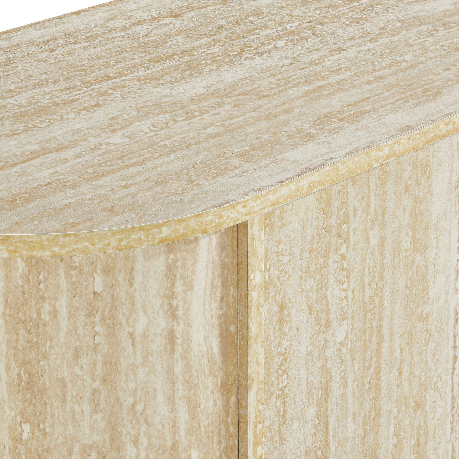 Faux travertine laminate showcasing natural stone-inspired grain and warm beige tones. || EEI-7015-TRA || swatch_studio