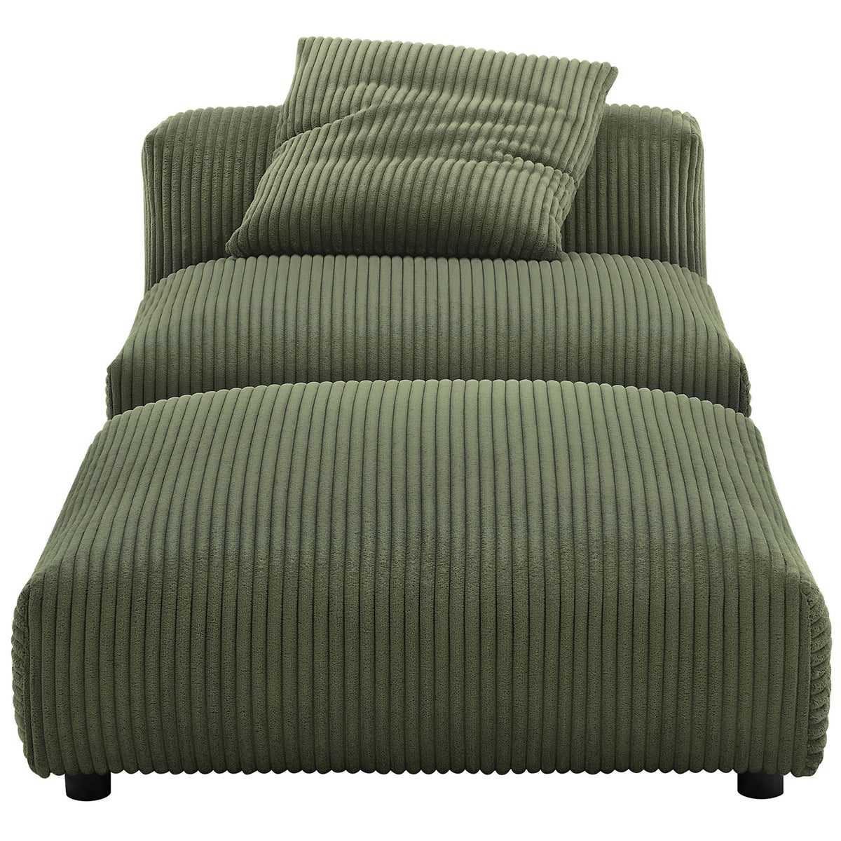 Plush fern green corduroy channels and wide seat with ottoman invite sink-in comfort and support || EEI-7022-FRN || front_studio