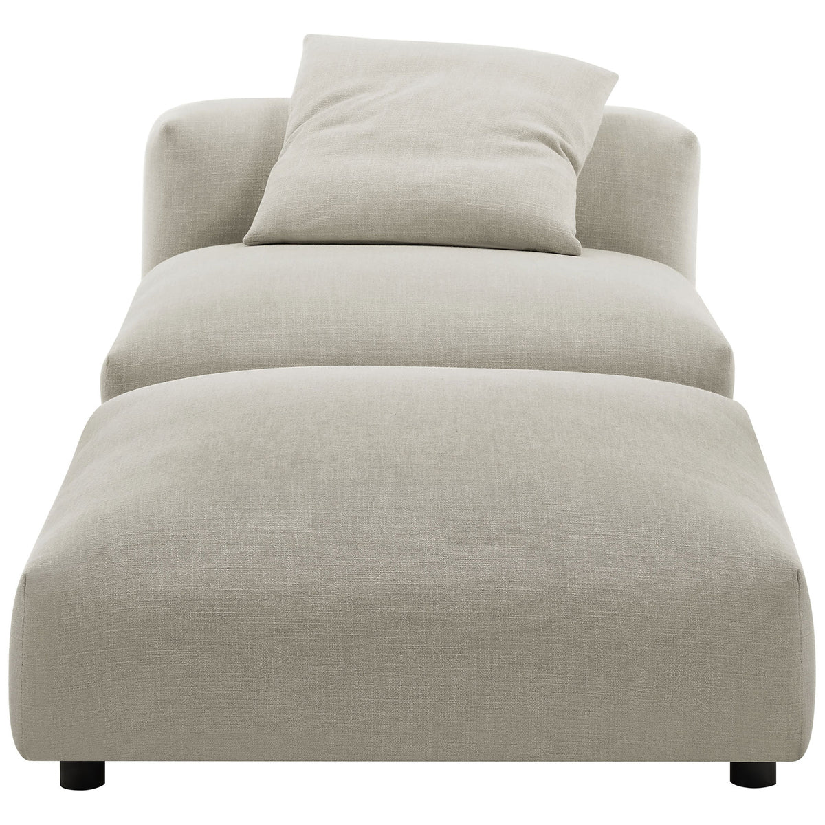 Cozy modular armless chair and ottoman in textured linen with plush cushion and low-profile feet || EEI-7023-LIN || front_studio