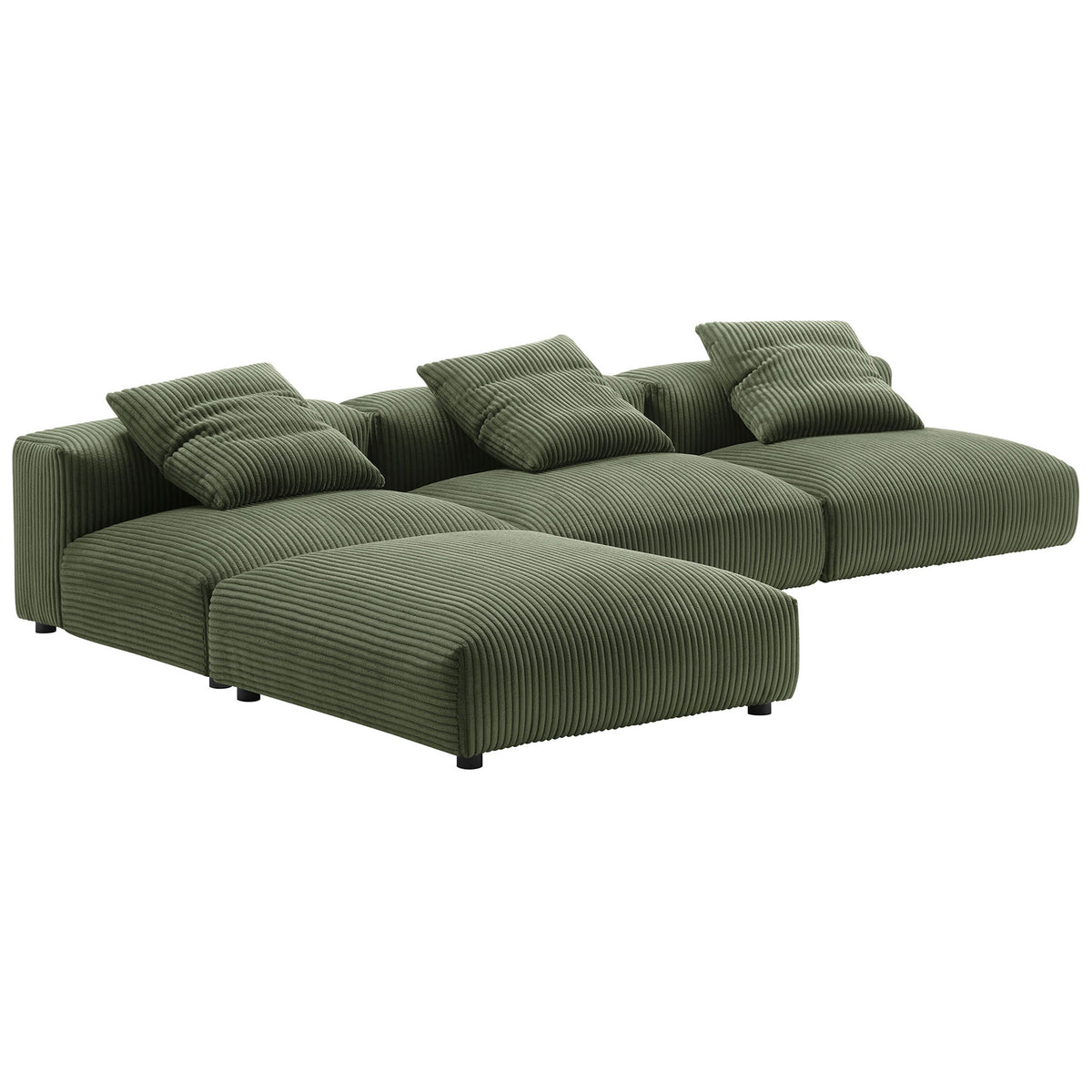 Flexible fern corduroy modular sectional showing alternate seating layout || EEI-7026-FRN || front_angle_studio
