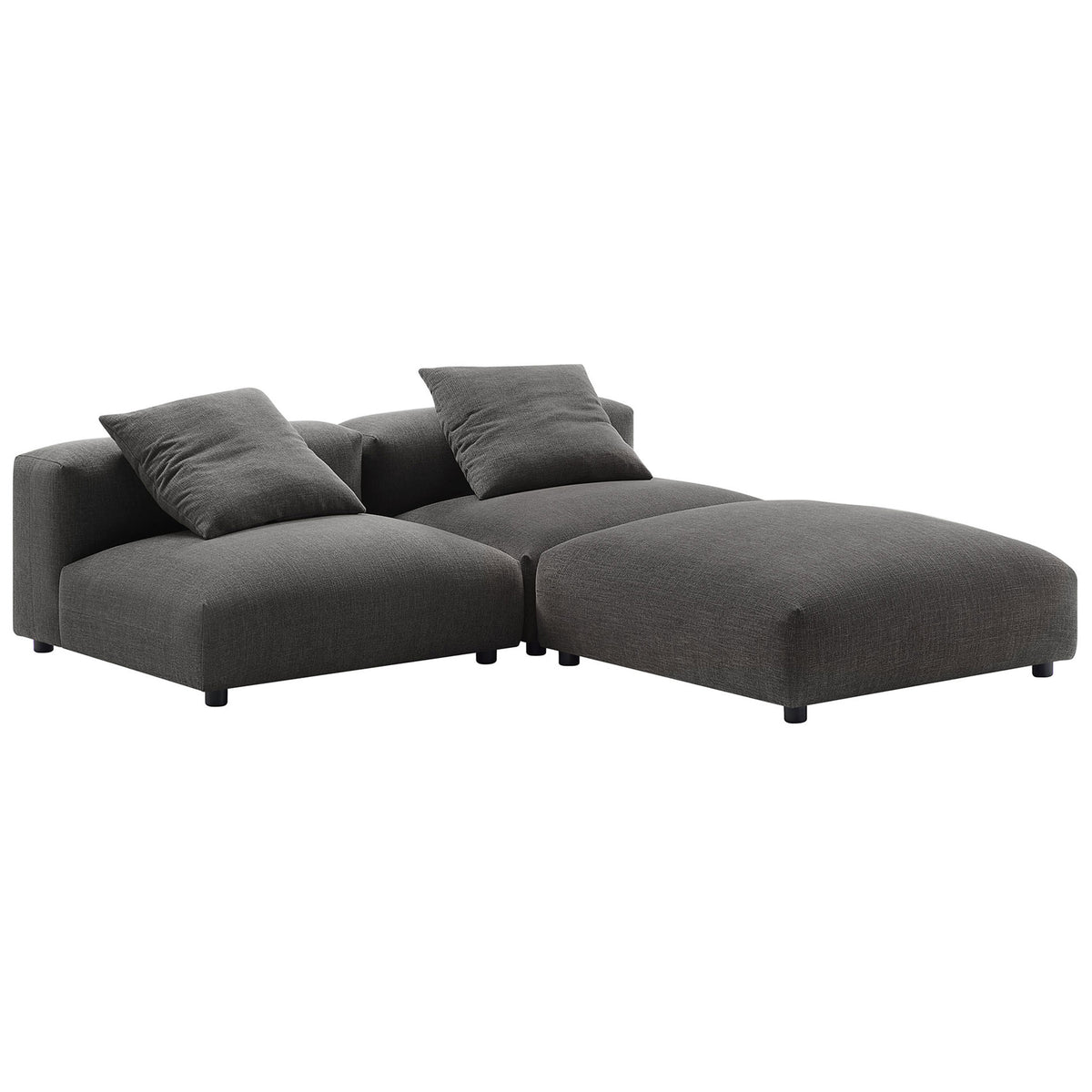 Charcoal modular sectional configured in an L shape for spacious lounging and casual conversation || EEI-7029-CHA || front_angle_studio