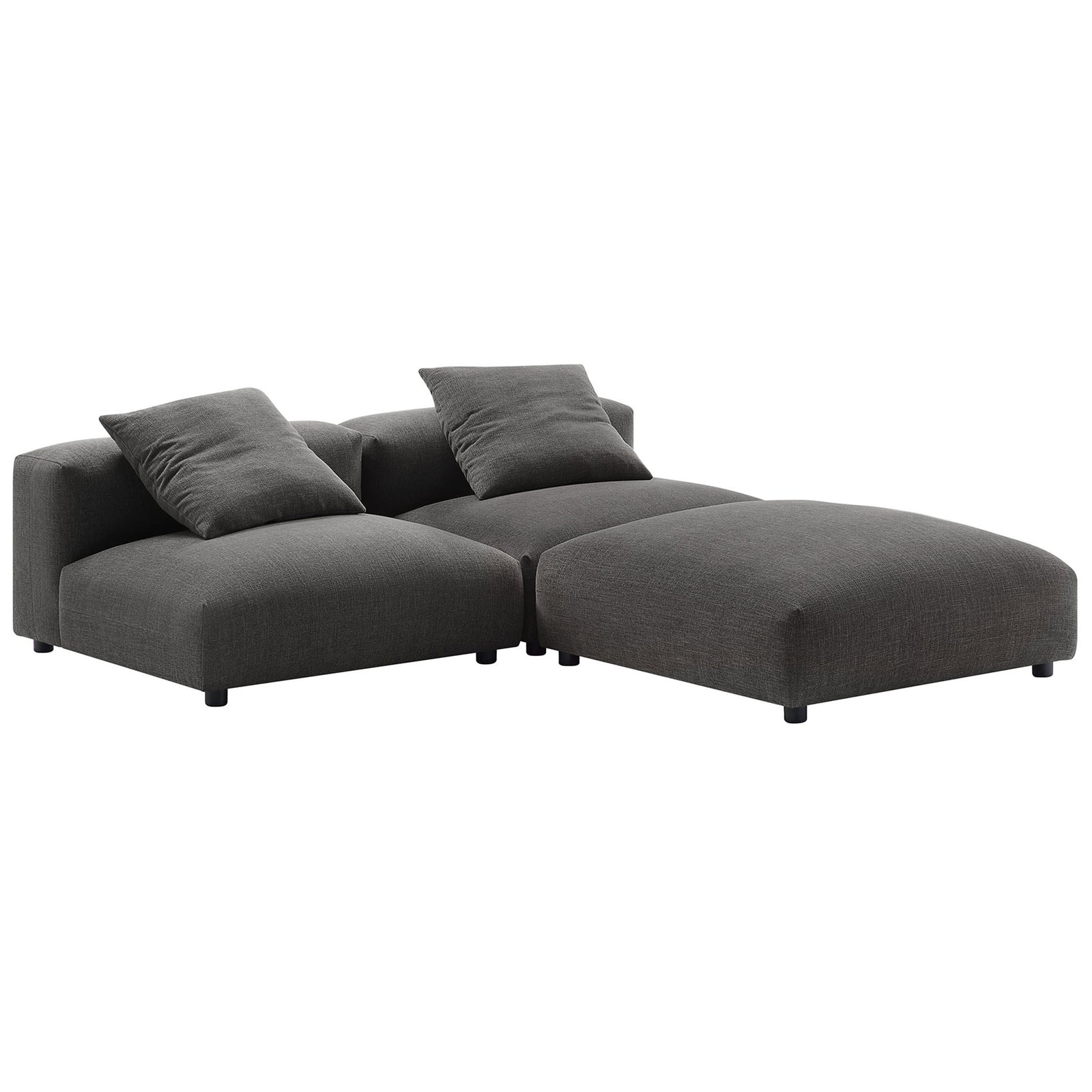 Charcoal modular sectional configured in an L shape for spacious lounging and casual conversation || EEI-7029-CHA || front_angle_studio