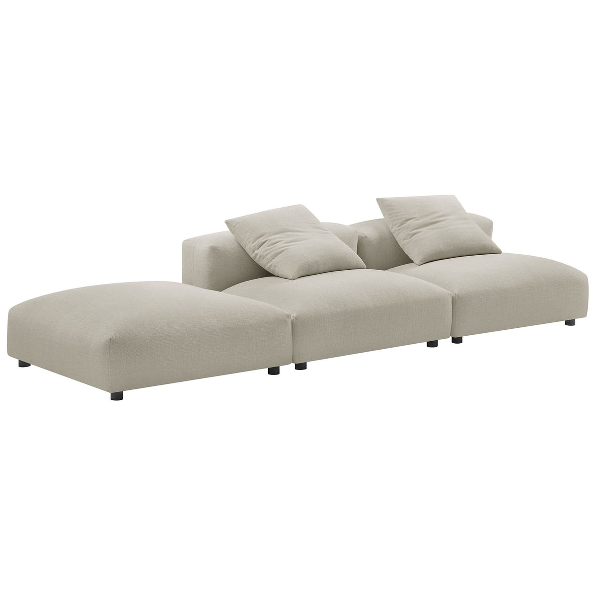Contemporary linen modular sofa trio offering generous seating and relaxed modern style || EEI-7029-LIN || front_angle_studio