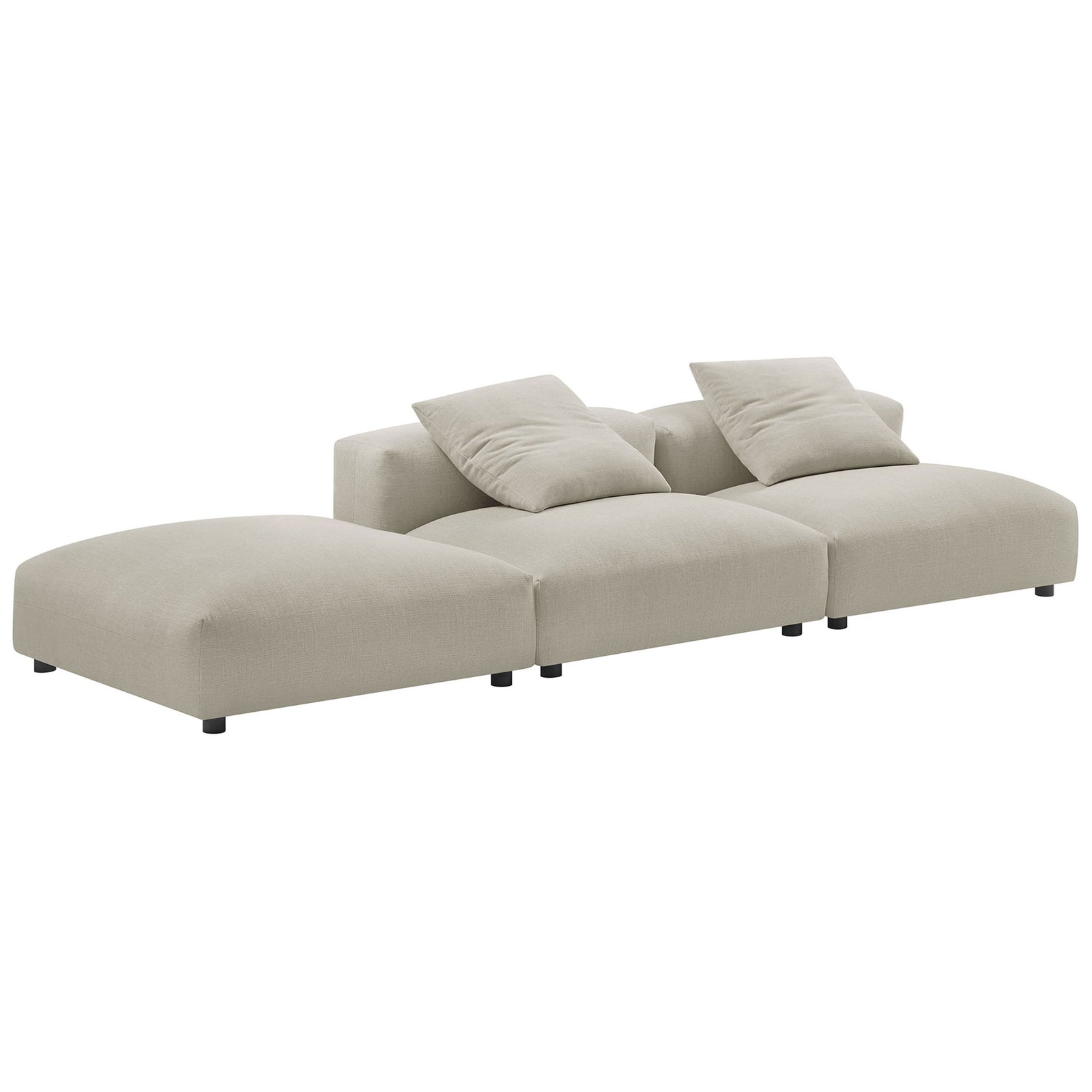 Contemporary linen modular sofa trio offering generous seating and relaxed modern style || EEI-7029-LIN || front_angle_studio