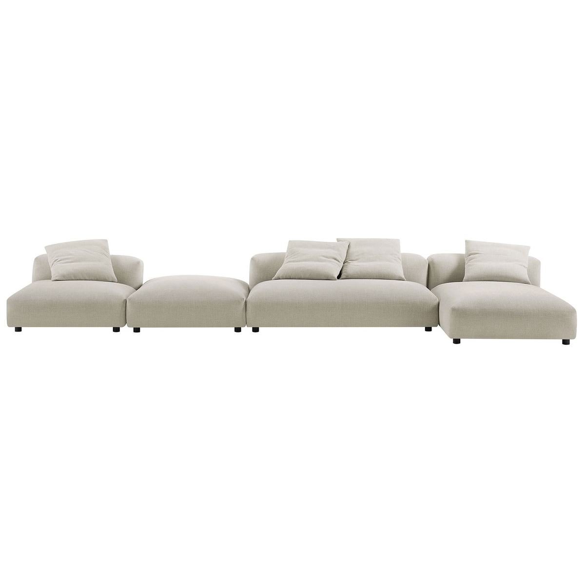Low-profile linen sectional sofa and ottoman showcasing a clean modern modular silhouette || EEI-7033-LIN || front_studio