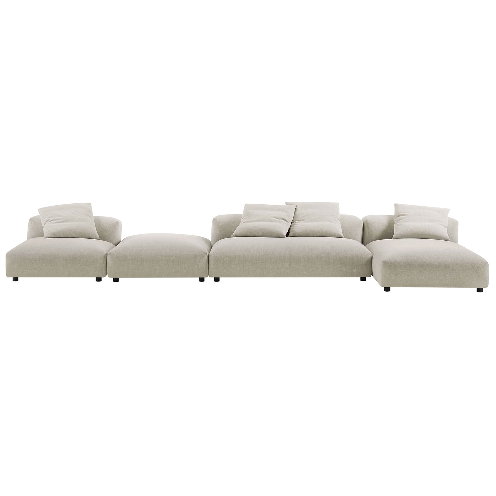 Low-profile linen sectional sofa and ottoman showcasing a clean modern modular silhouette || EEI-7033-LIN || front_studio