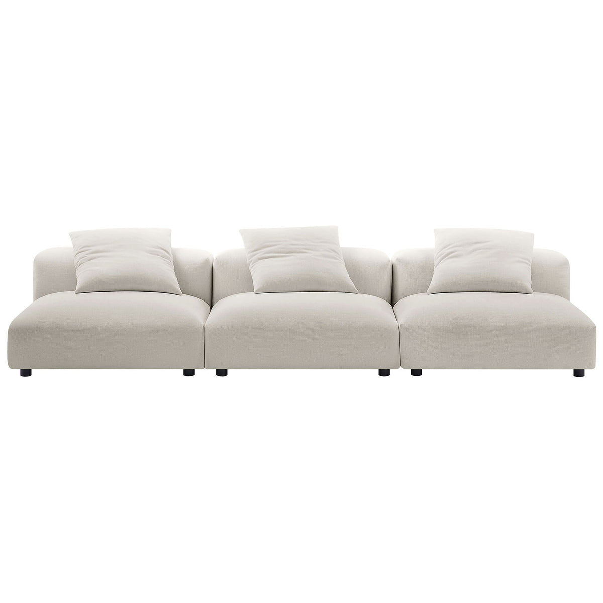 Solace modular 3-piece sofa in salt upholstery with deep cushioned seats and lounge-style profile || EEI-7035-SAL || front_studio