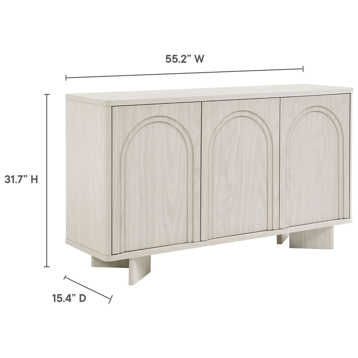 Dimension diagram of the Flux 55 inch sideboard with height, width, and depth labels || EEI-7039-WWA || dimension_studio