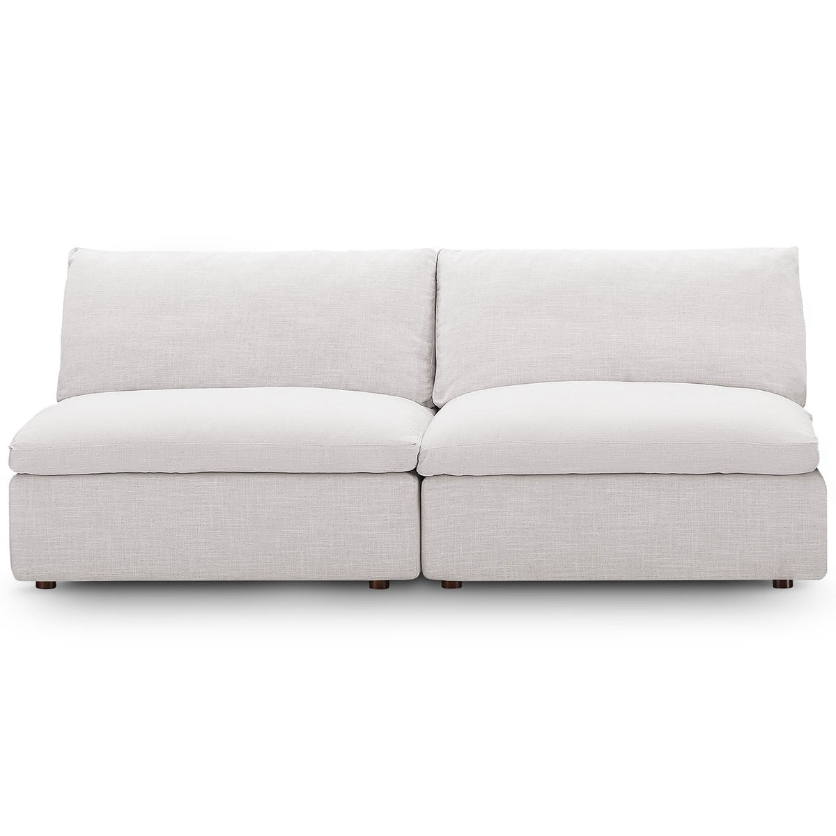 Beige Commix armless loveseat with overstuffed seat and back cushions for cozy everyday comfort || EEI-7042-BEI || front_studio