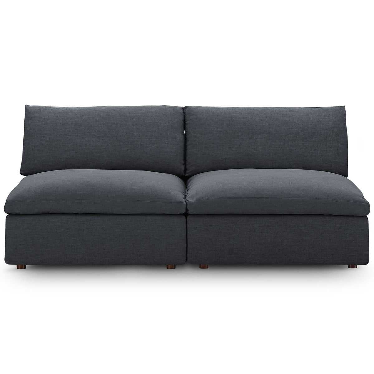 Gray Commix loveseat with broad, inviting seat and relaxed pillow backs || EEI-7042-GRY || front_studio