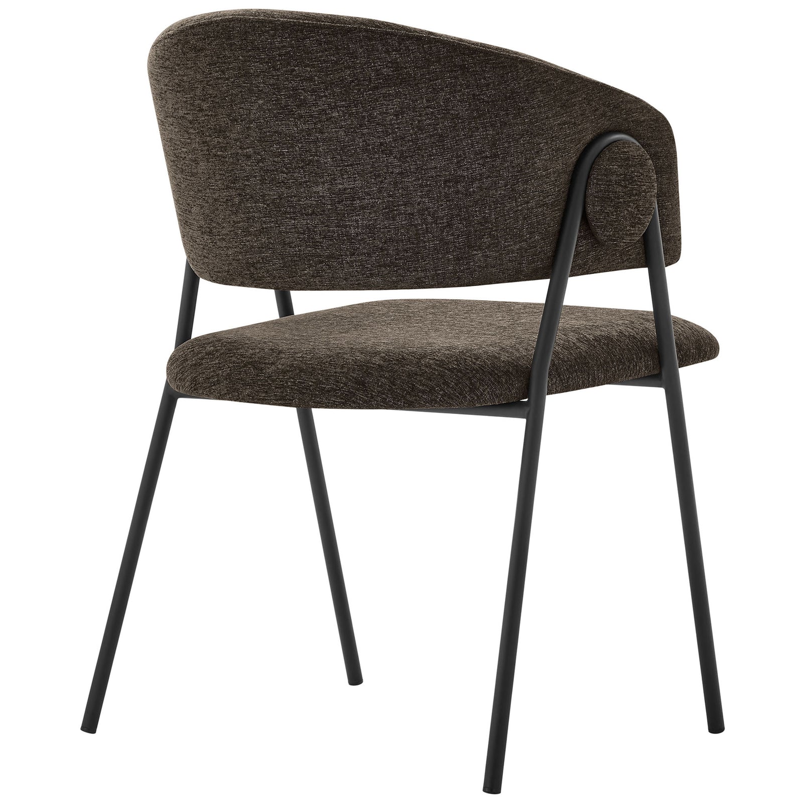 Nella java black dining chair with curved backrest and round side accent button detail || EEI-7045-JAV-BLK || back_angle_studio