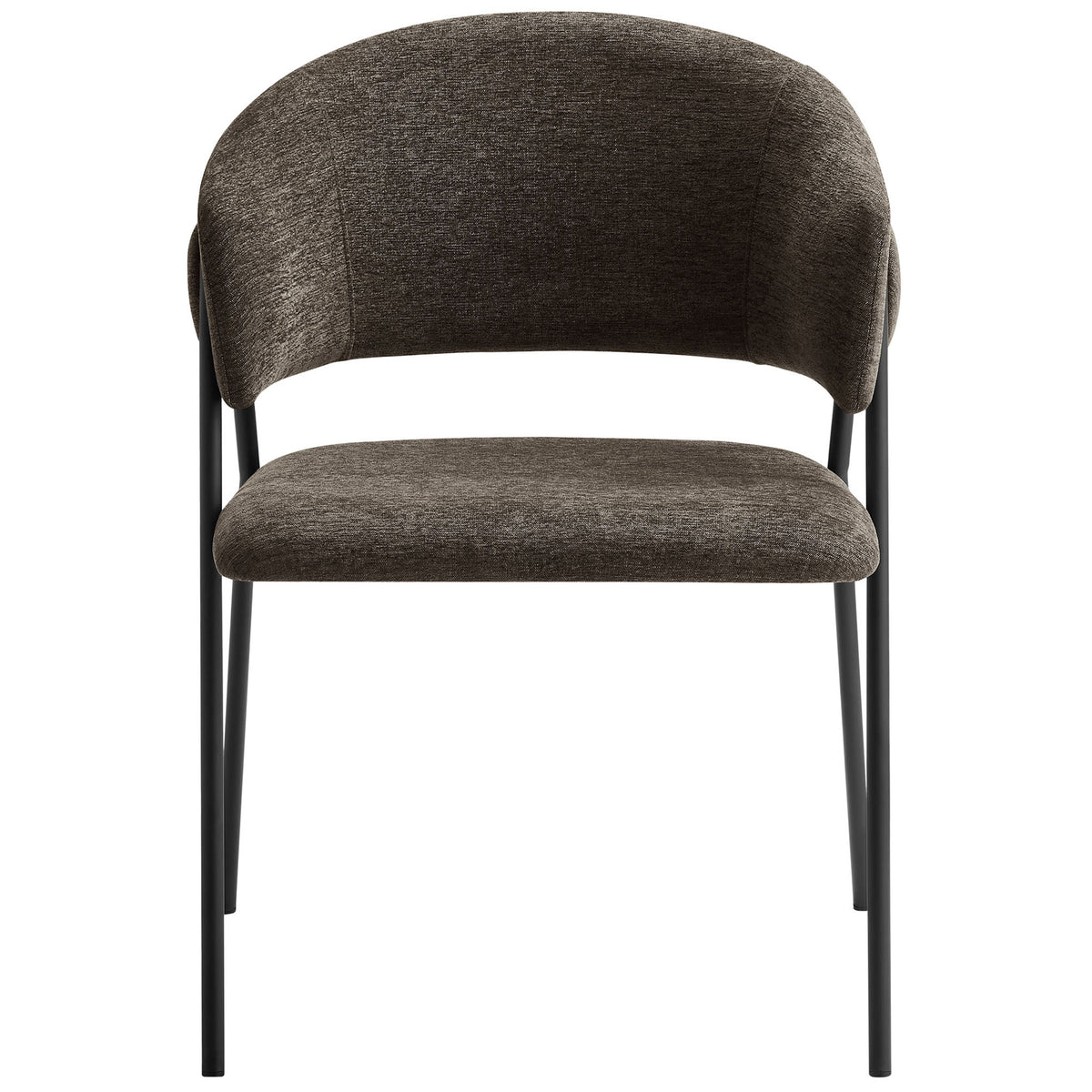Nella java black dining chair with barrel back and slim metal legs for modern dining comfort || EEI-7045-JAV-BLK || front_studio