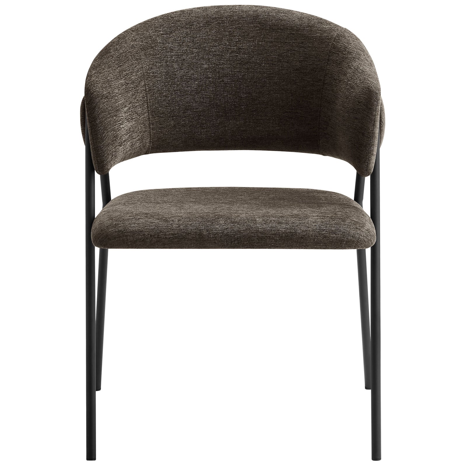 Nella java black dining chair with barrel back and slim metal legs for modern dining comfort || EEI-7045-JAV-BLK || front_studio