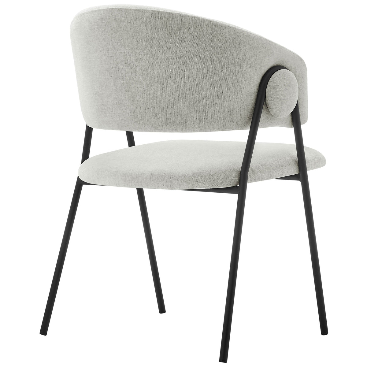 Barrel dining chair with wraparound heathered backrest and slim black support frame || EEI-7045-NPT-BLK || back_angle_studio
