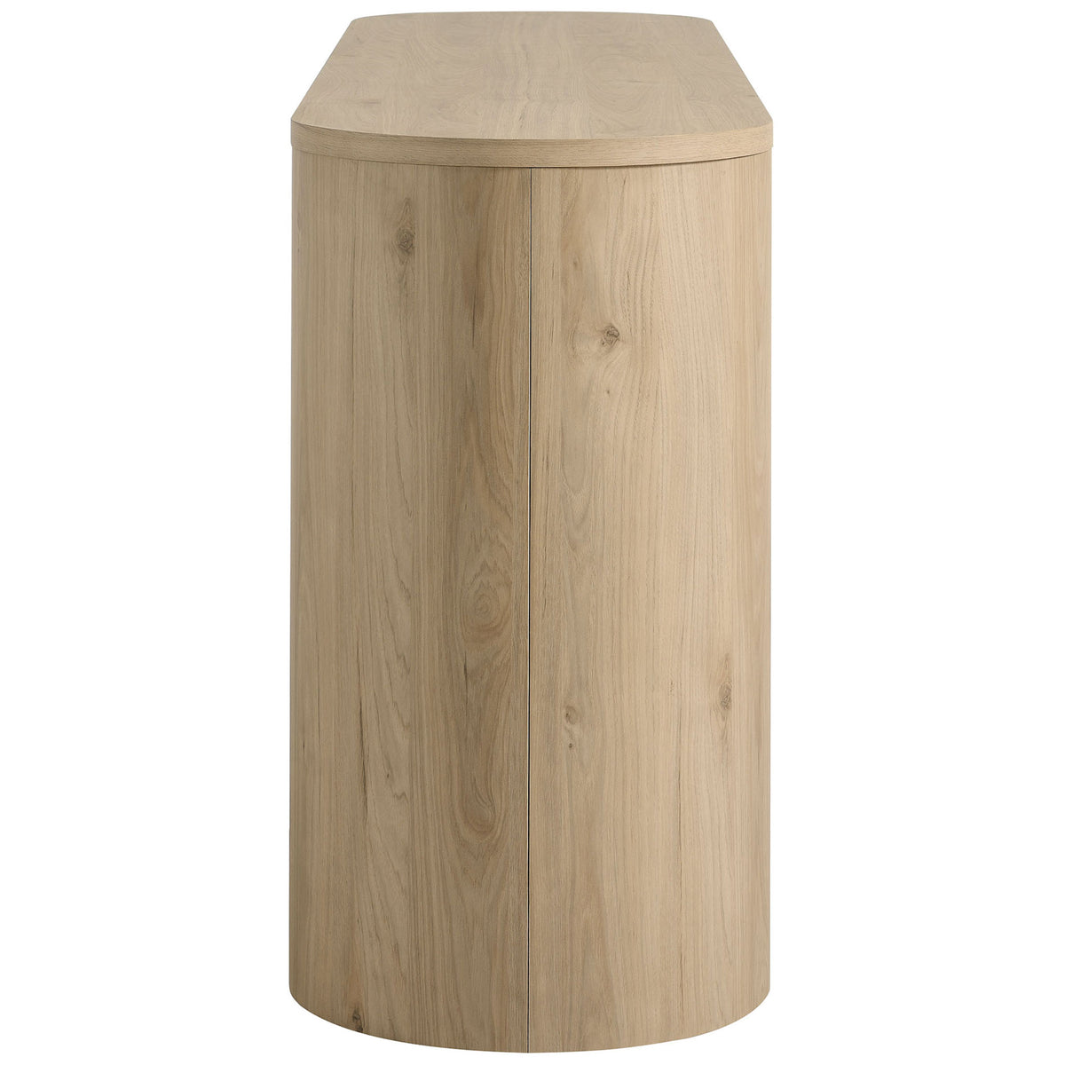 Rounded end panel of the Duval sideboard showcasing smooth curves and natural wood grain finish || EEI-7050-HCK || detail_studio