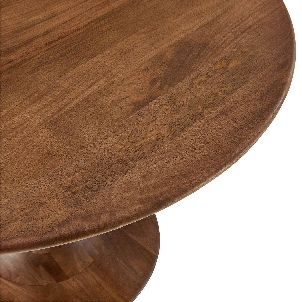 Richly grained solid mango wood surface showcases natural variation and warm walnut tones. || EEI-7051-WAL || detail_studio