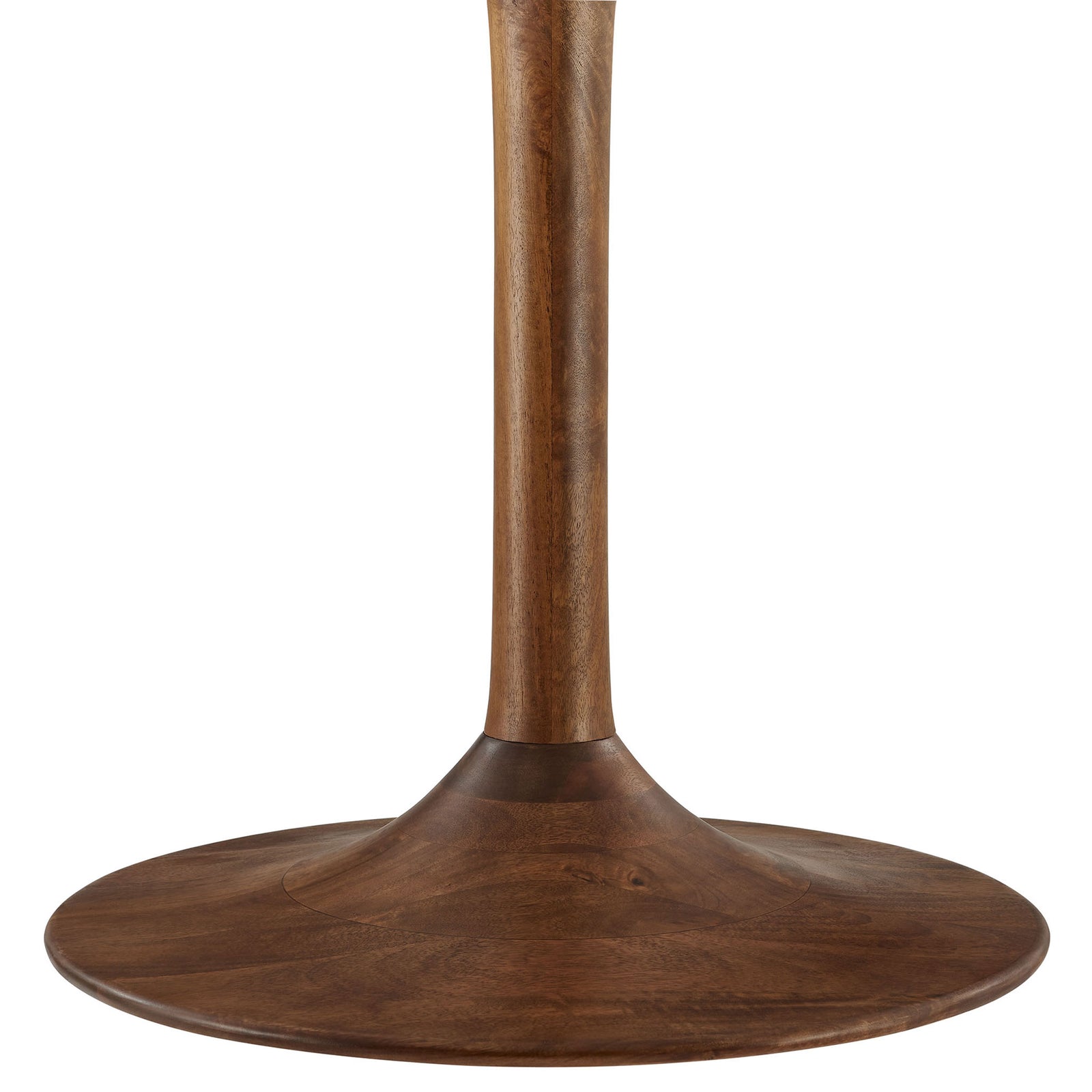 Gracefully tapered pedestal stem flows into a sturdy round base for stable, sculptural support. || EEI-7051-WAL || leg_studio