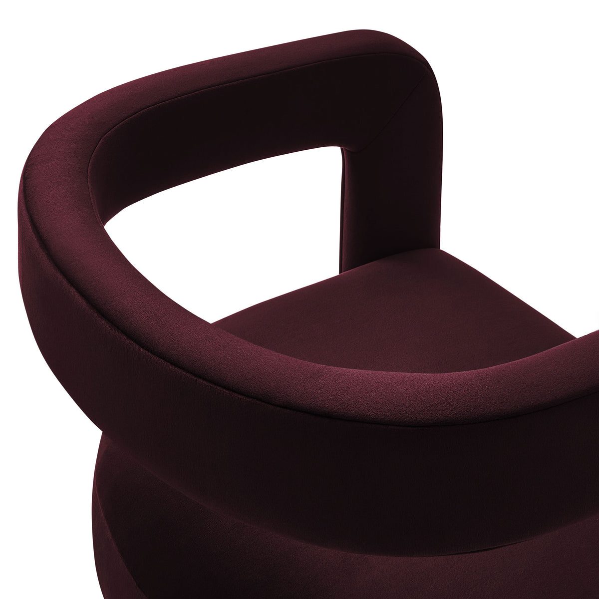 The Winslow chair arm showcases smooth performance velvet upholstery and plush foam cushioning. || EEI-7052-MUL || detail_studio