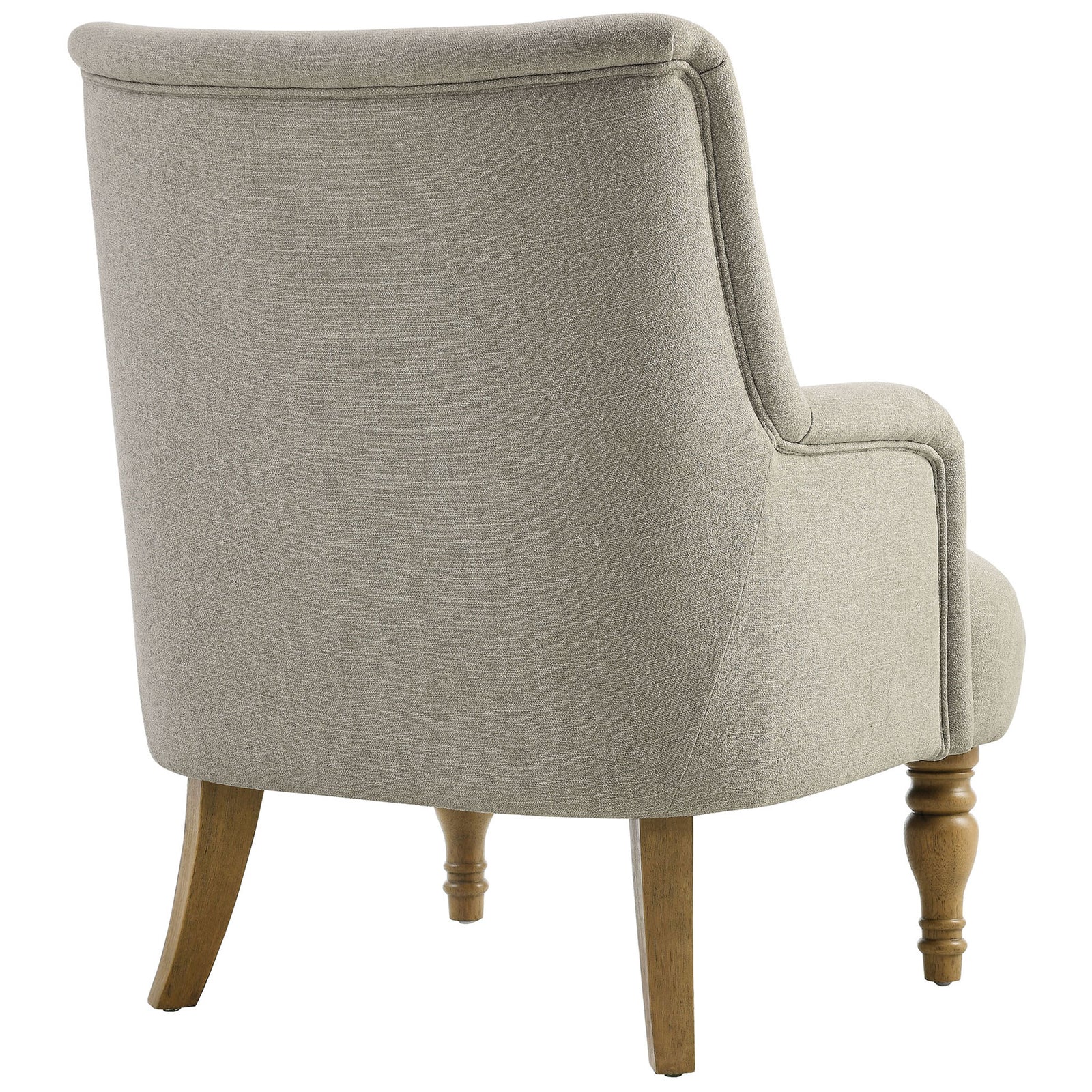 Tailored backrest with smooth piping and saber-style rear legs for timeless poise || EEI-7057-LIN || back_angle_studio