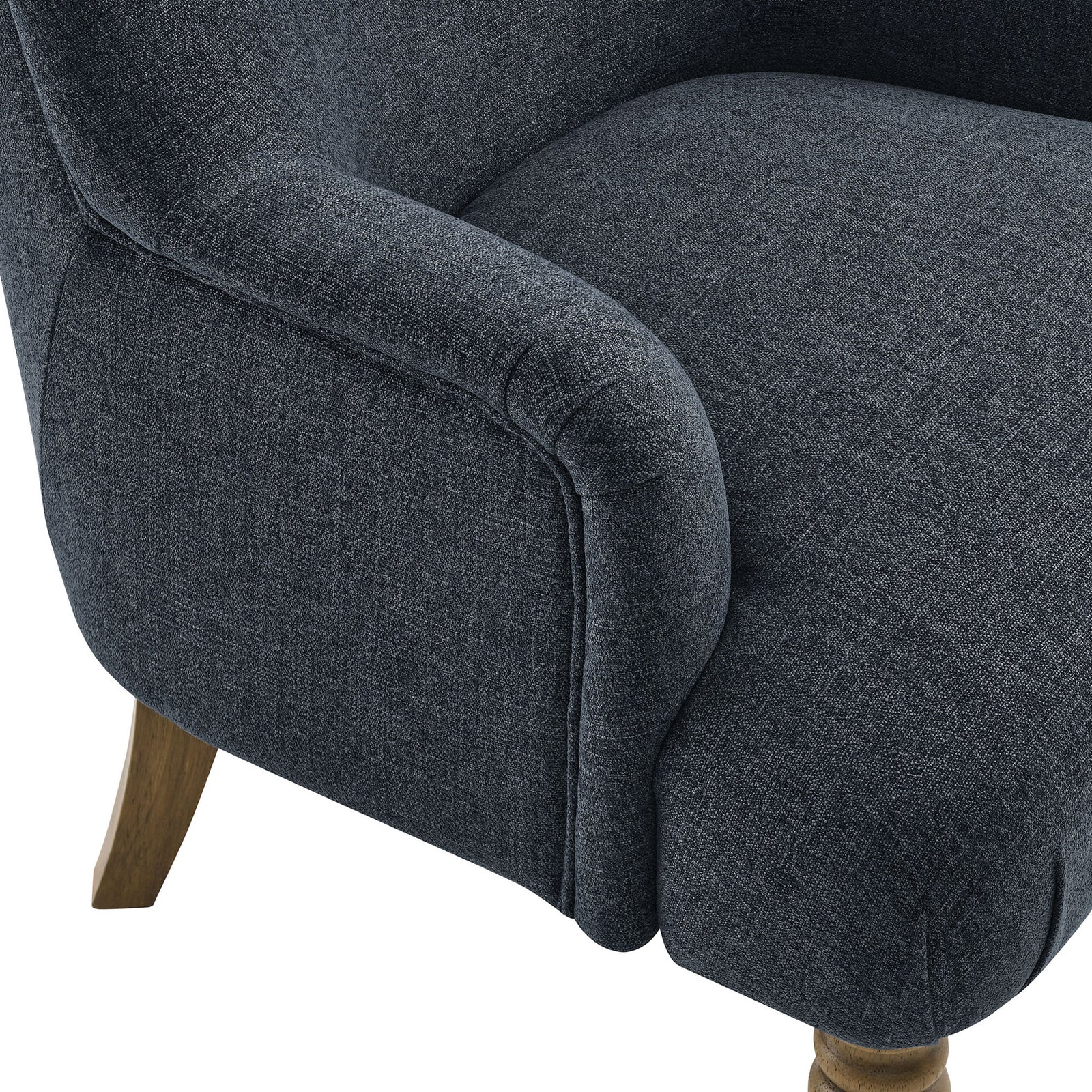French piping and soft slub-textured fabric highlight the chair's tailored craftsmanship || EEI-7057-SLB || detail_studio