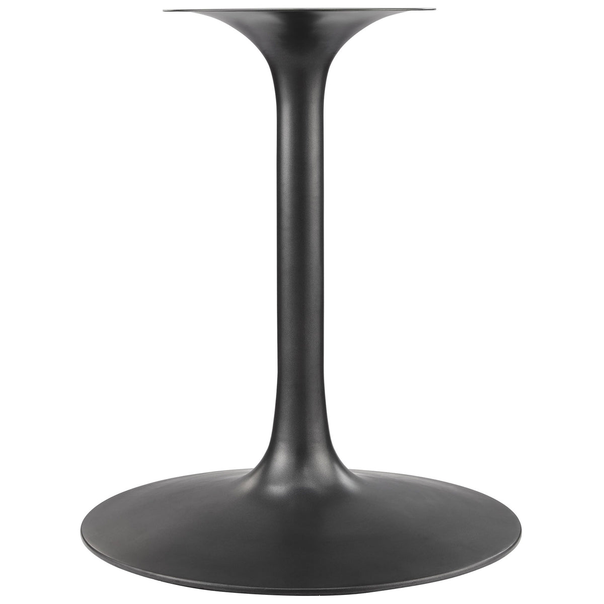 Smooth matte black pedestal and round base providing sturdy support for the 60 inch Lippa dining table. || EEI-7071-BLK-WAL || leg_studio