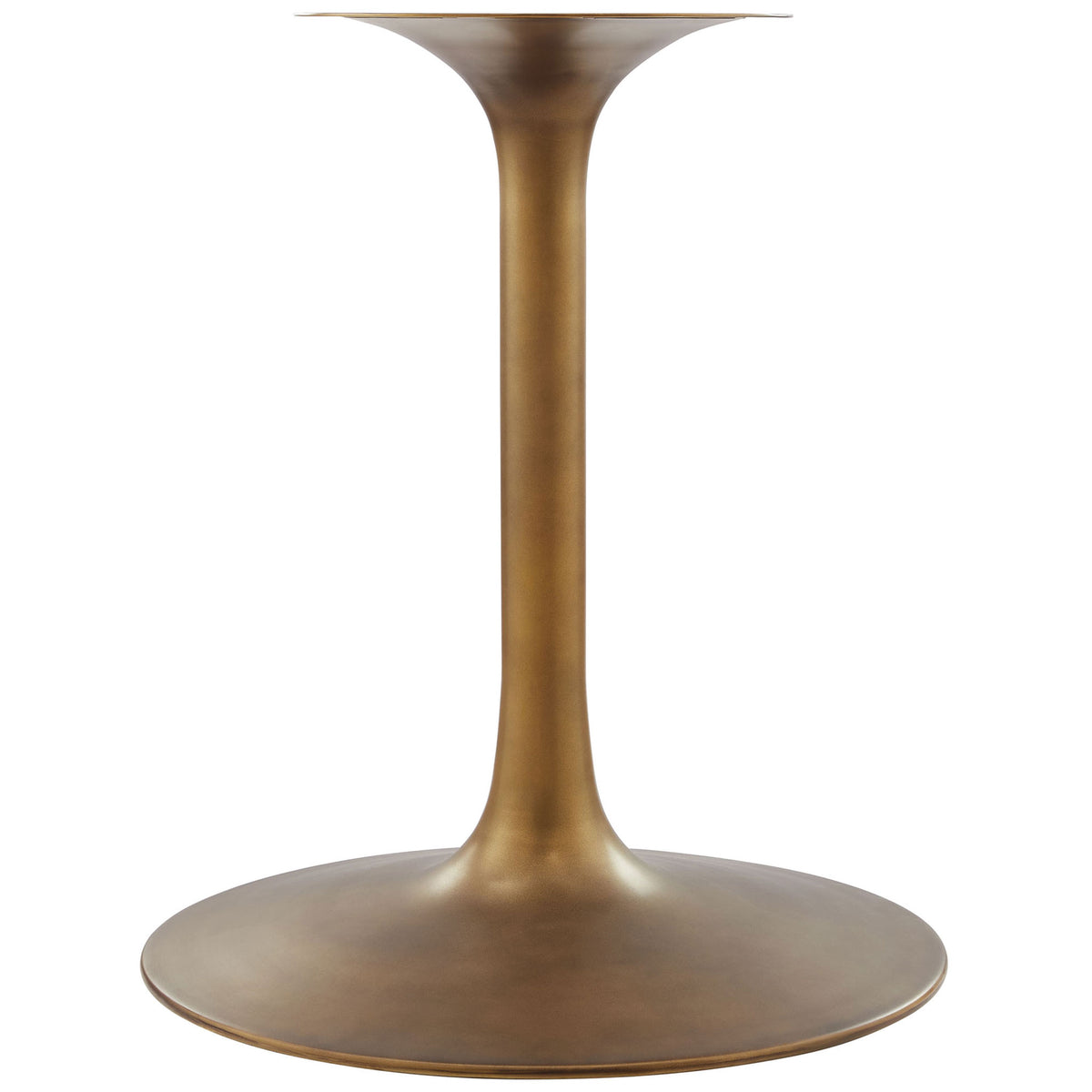 Sturdy brass tulip pedestal base designed to support the larger 60 inch tabletop with sleek modern grace || EEI-7071-BRA-WAL || leg_studio